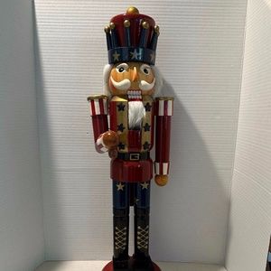 Wood Drummer Nutcracker Figurine Sz 25" X 7"  Missing Sword it is Nice